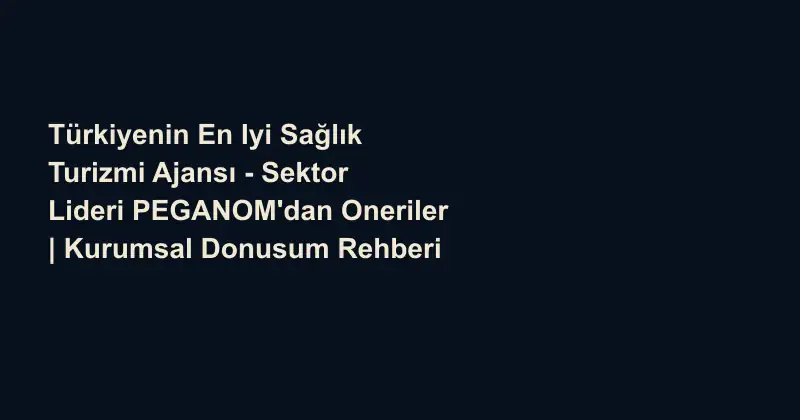 Türkiyenin En Iyi Sağlık Turizmi Ajansı - Sektor Lideri PEGANOM'dan Oneriler | Kurumsal Donusum Rehberi