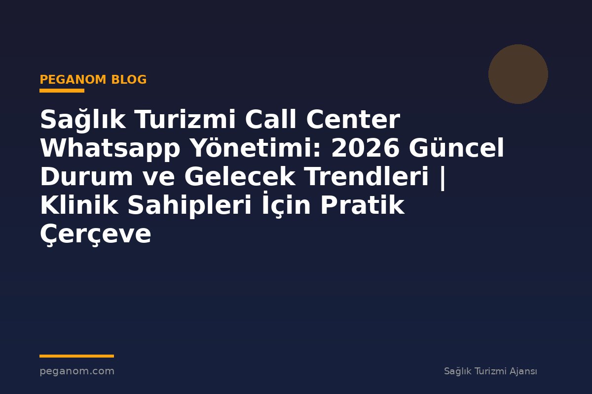 Sağlık Turizmi Call Center Whatsapp Yönetimi: 2026 Güncel Durum ve Gelecek Trendleri | Klinik Sahipleri İçin Pratik Çerçeve