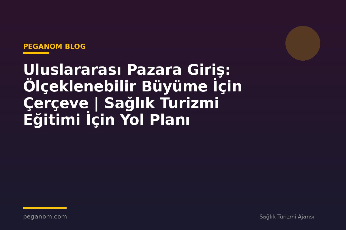 Uluslararası Pazara Giriş: Ölçeklenebilir Büyüme İçin Çerçeve | Sağlık Turizmi Eğitimi İçin Yol Planı