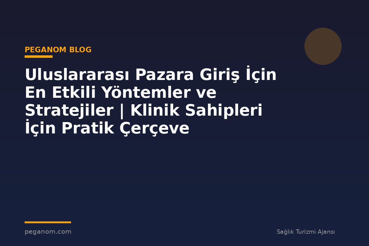 Uluslararası Pazara Giriş İçin En Etkili Yöntemler ve Stratejiler | Klinik Sahipleri İçin Pratik Çerçeve