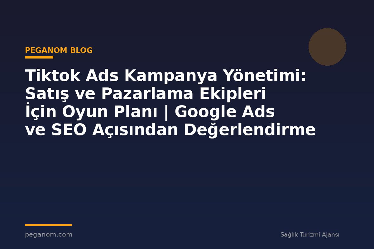 Tiktok Ads Kampanya Yönetimi: Satış ve Pazarlama Ekipleri İçin Oyun Planı | Google Ads ve SEO Açısından Değerlendirme