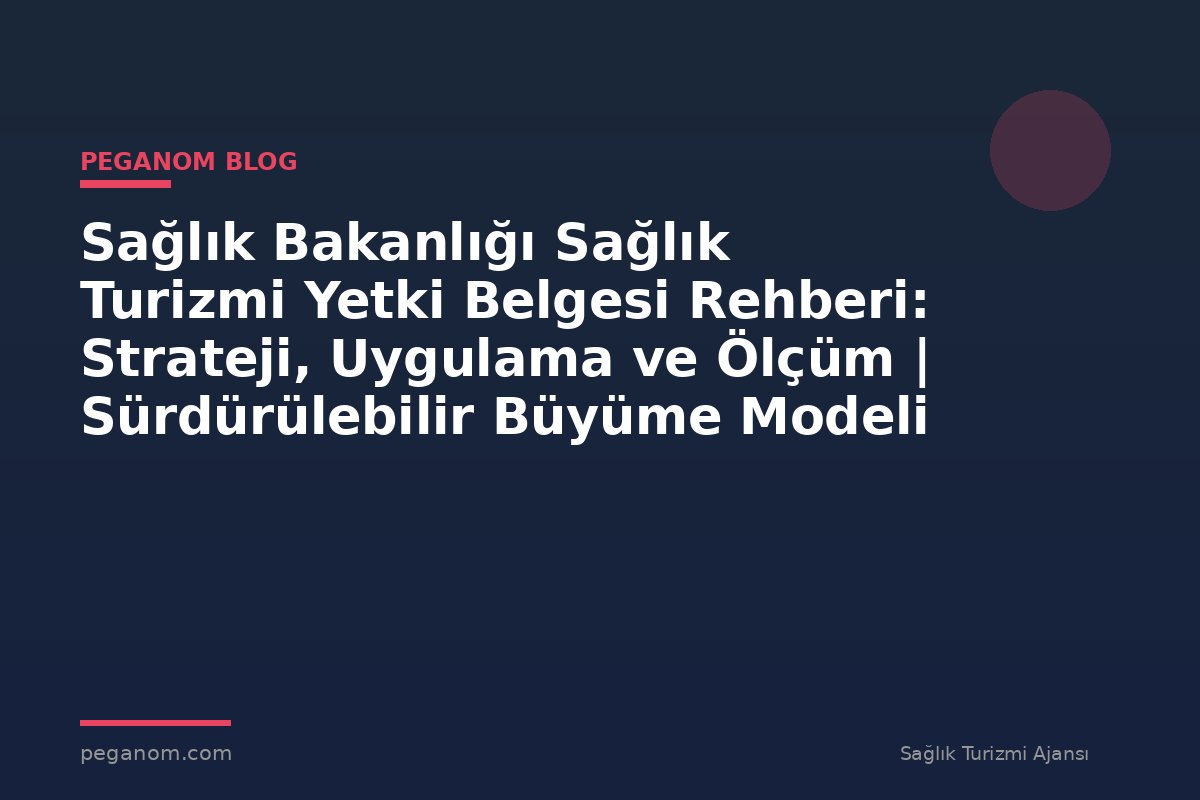 Sağlık Bakanlığı Sağlık Turizmi Yetki Belgesi Rehberi: Strateji, Uygulama ve Ölçüm | Sürdürülebilir Büyüme Modeli