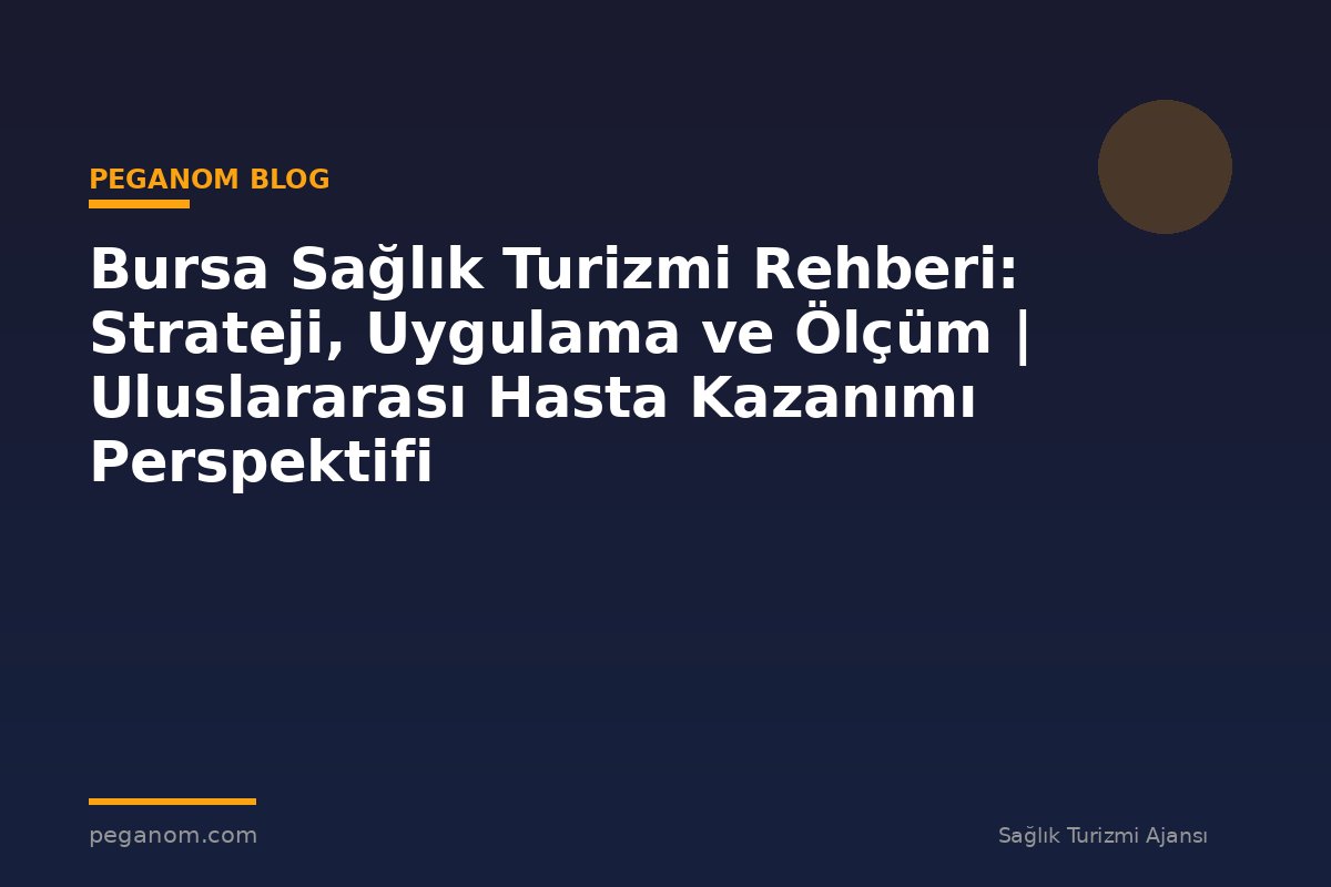 Bursa Sağlık Turizmi Rehberi: Strateji, Uygulama ve Ölçüm | Uluslararası Hasta Kazanımı Perspektifi