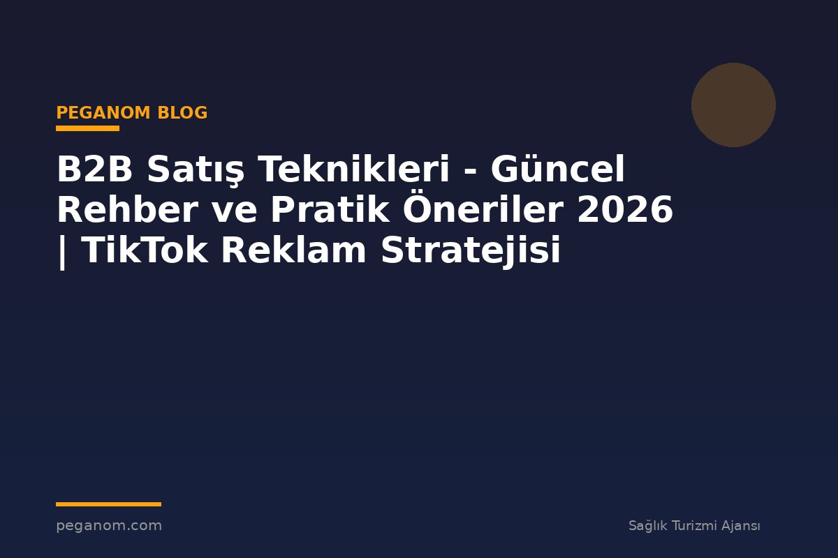 B2B Satış Teknikleri - Güncel Rehber ve Pratik Öneriler 2026 | TikTok Reklam Stratejisi