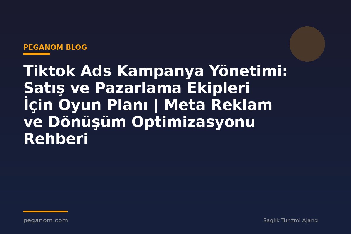 Tiktok Ads Kampanya Yönetimi: Satış ve Pazarlama Ekipleri İçin Oyun Planı | Meta Reklam ve Dönüşüm Optimizasyonu Rehberi