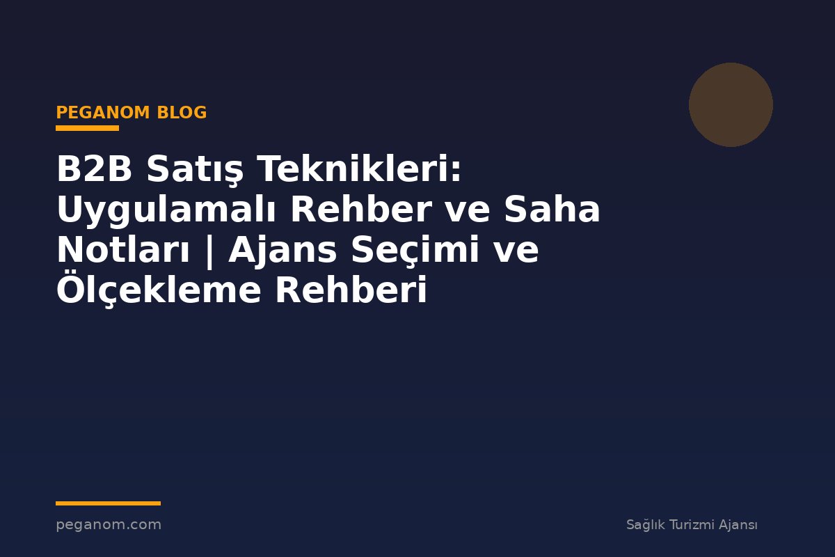 B2B Satış Teknikleri: Uygulamalı Rehber ve Saha Notları | Ajans Seçimi ve Ölçekleme Rehberi