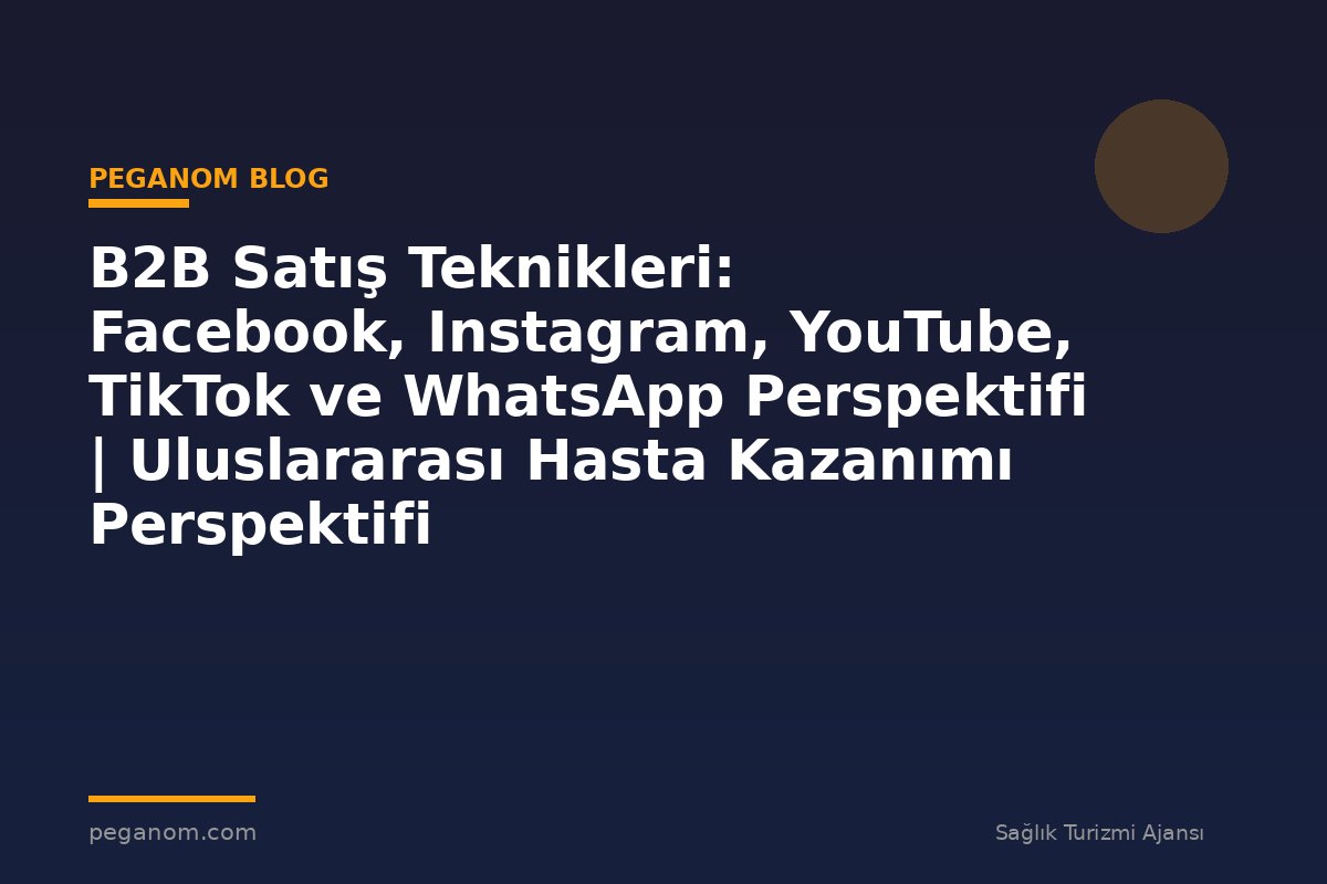 B2B Satış Teknikleri: Facebook, Instagram, YouTube, TikTok ve WhatsApp Perspektifi | Uluslararası Hasta Kazanımı Perspektifi