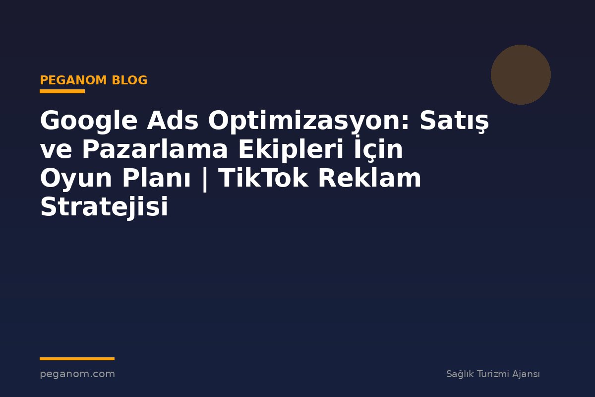 Google Ads Optimizasyon: Satış ve Pazarlama Ekipleri İçin Oyun Planı | TikTok Reklam Stratejisi