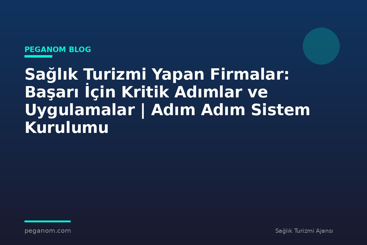 Sağlık Turizmi Yapan Firmalar: Başarı İçin Kritik Adımlar ve Uygulamalar | Adım Adım Sistem Kurulumu