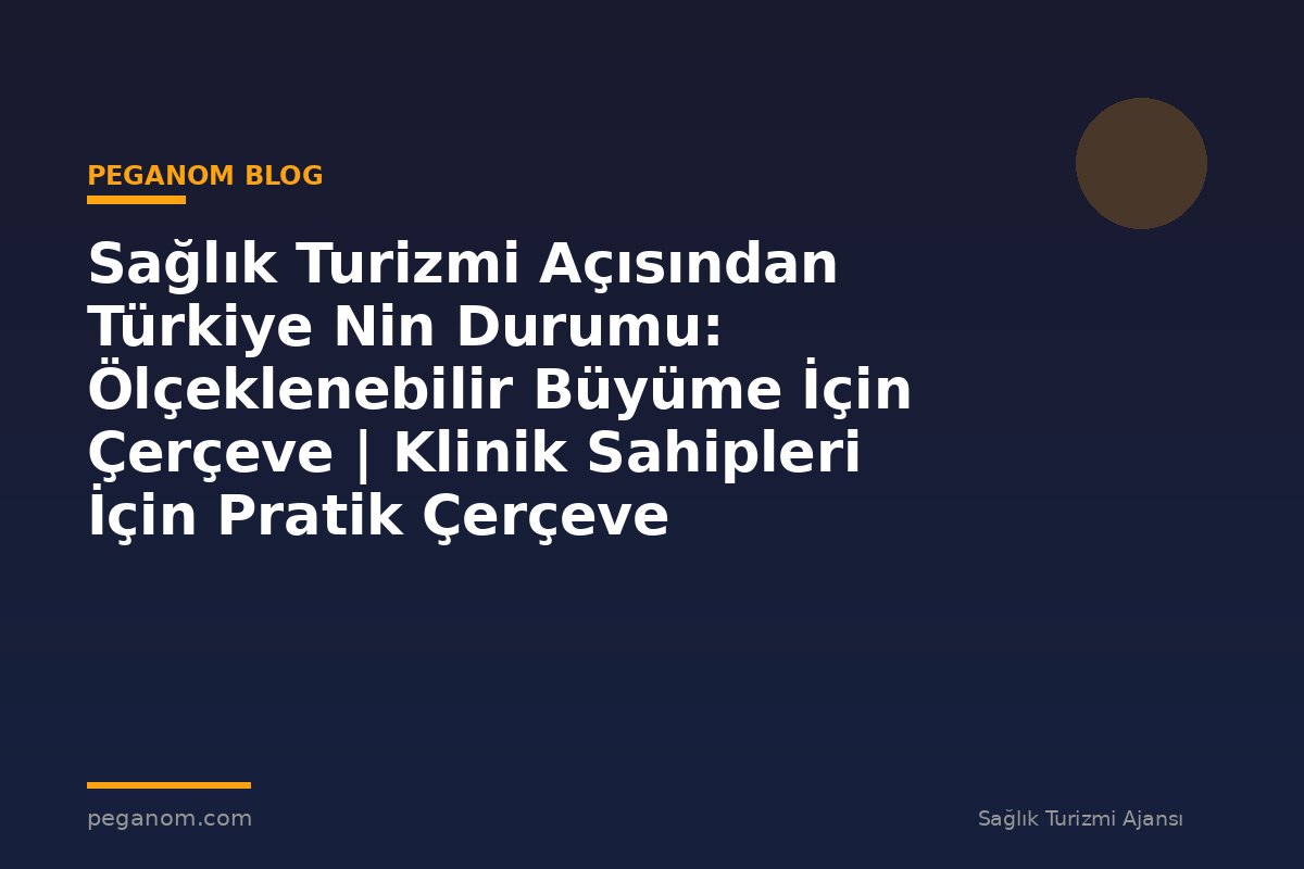 Sağlık Turizmi Açısından Türkiye Nin Durumu: Ölçeklenebilir Büyüme İçin Çerçeve | Klinik Sahipleri İçin Pratik Çerçeve