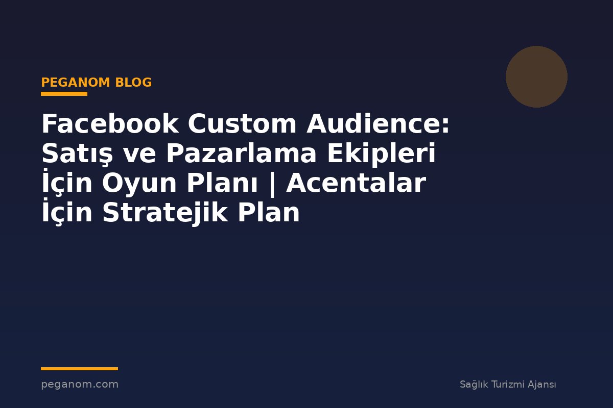 Facebook Custom Audience: Satış ve Pazarlama Ekipleri İçin Oyun Planı | Acentalar İçin Stratejik Plan