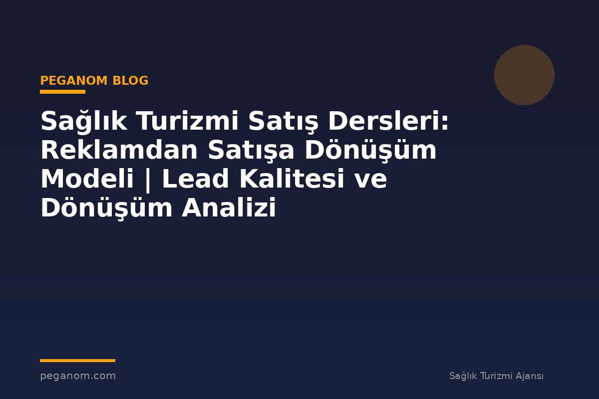 Sağlık Turizmi Satış Dersleri: Reklamdan Satışa Dönüşüm Modeli | Lead Kalitesi ve Dönüşüm Analizi