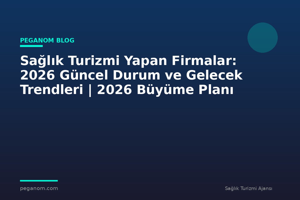 Sağlık Turizmi Yapan Firmalar: 2026 Güncel Durum ve Gelecek Trendleri | 2026 Büyüme Planı