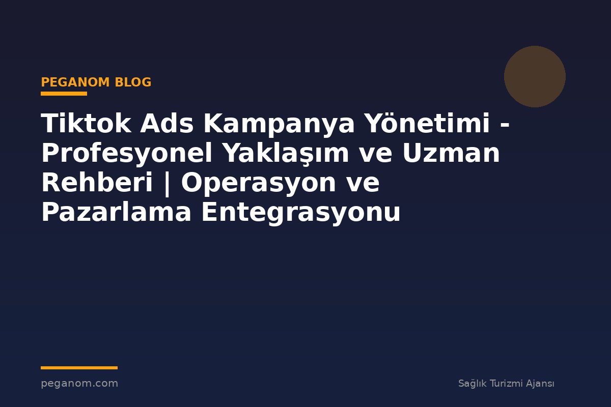 Tiktok Ads Kampanya Yönetimi - Profesyonel Yaklaşım ve Uzman Rehberi | Operasyon ve Pazarlama Entegrasyonu