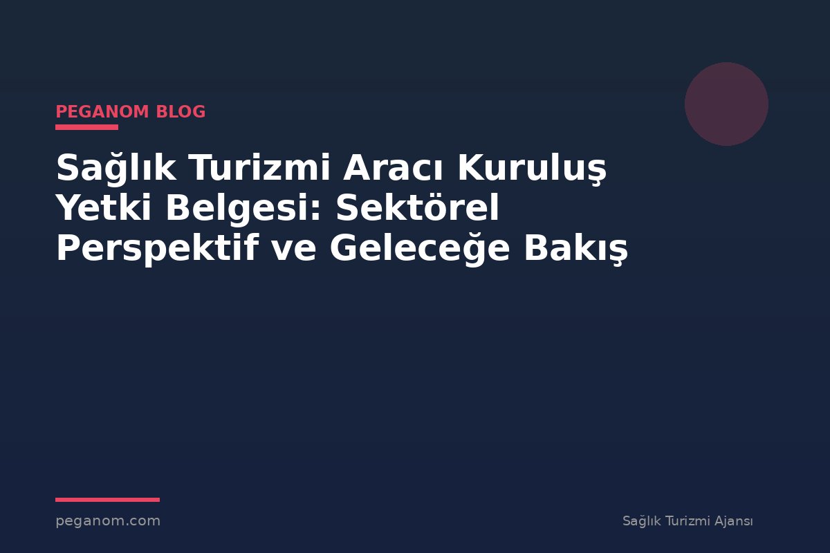 Sağlık Turizmi Aracı Kuruluş Yetki Belgesi: Sektörel Perspektif ve Geleceğe Bakış
