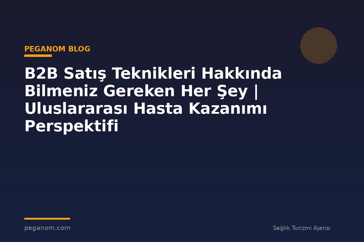 B2B Satış Teknikleri Hakkında Bilmeniz Gereken Her Şey | Uluslararası Hasta Kazanımı Perspektifi