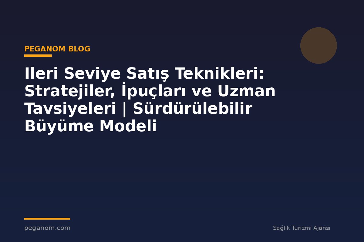 Ileri Seviye Satış Teknikleri: Stratejiler, İpuçları ve Uzman Tavsiyeleri | Sürdürülebilir Büyüme Modeli