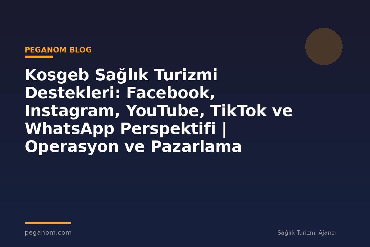 Kosgeb Sağlık Turizmi Destekleri: Facebook, Instagram, YouTube, TikTok ve WhatsApp Perspektifi | Operasyon ve Pazarlama Entegrasyonu