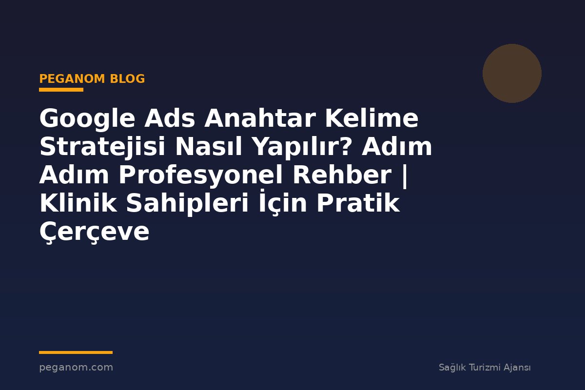 Google Ads Anahtar Kelime Stratejisi Nasıl Yapılır? Adım Adım Profesyonel Rehber | Klinik Sahipleri İçin Pratik Çerçeve