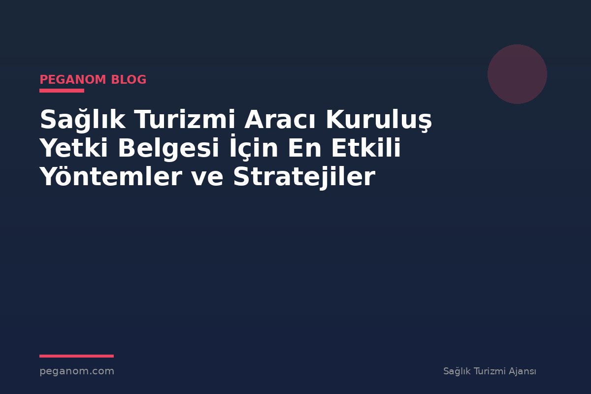 Sağlık Turizmi Aracı Kuruluş Yetki Belgesi İçin En Etkili Yöntemler ve Stratejiler