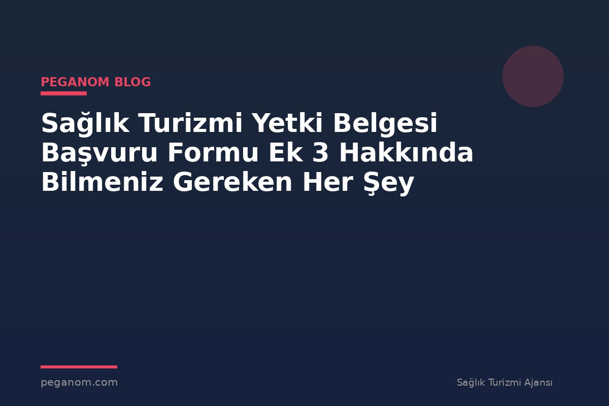 Sağlık Turizmi Yetki Belgesi Başvuru Formu Ek 3 Hakkında Bilmeniz Gereken Her Şey