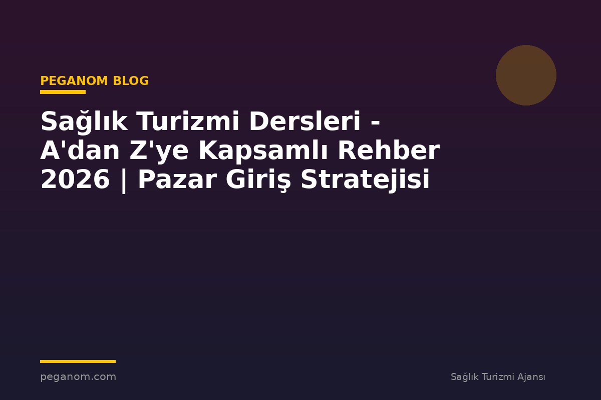 Sağlık Turizmi Dersleri - A'dan Z'ye Kapsamlı Rehber 2026 | Pazar Giriş Stratejisi