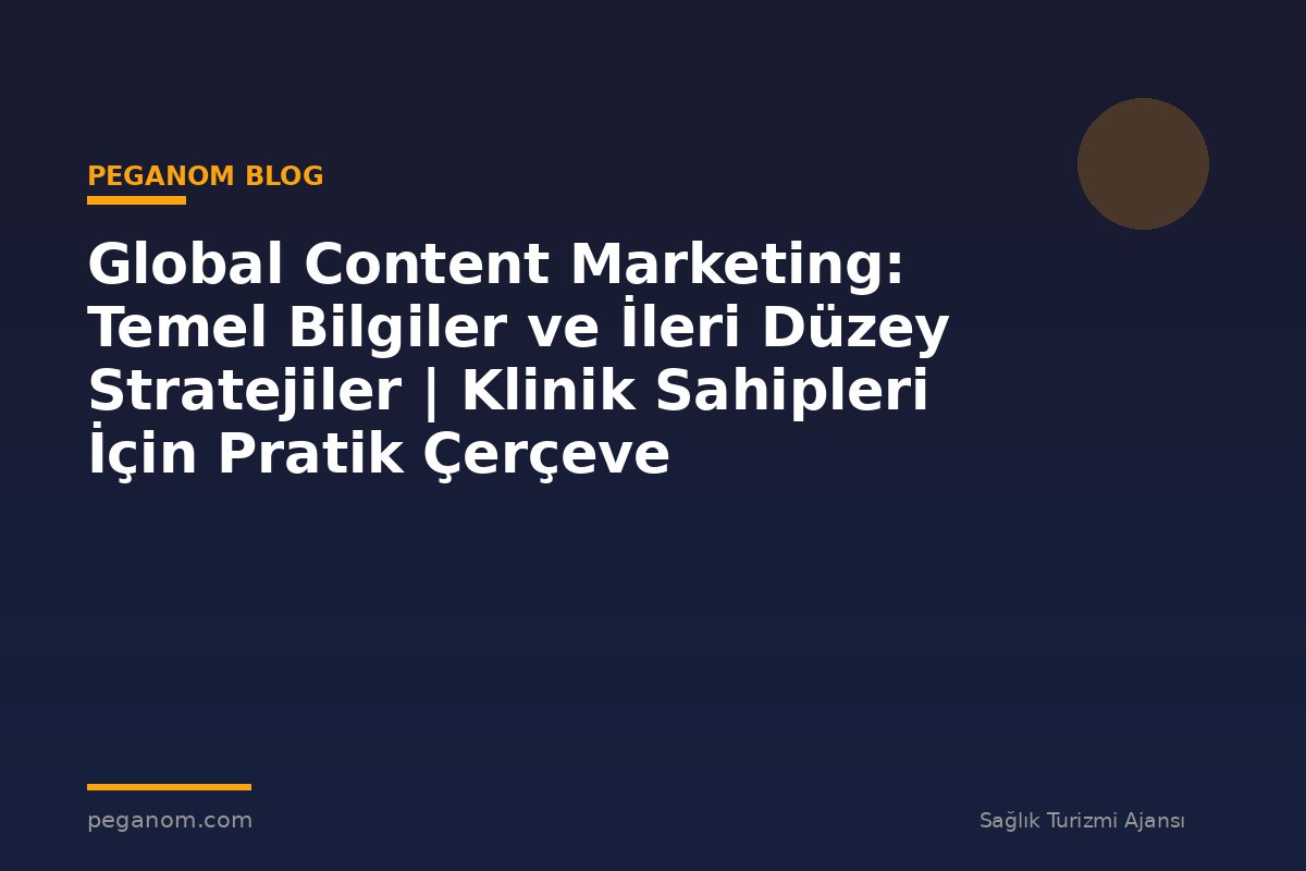 Global Content Marketing: Temel Bilgiler ve İleri Düzey Stratejiler | Klinik Sahipleri İçin Pratik Çerçeve