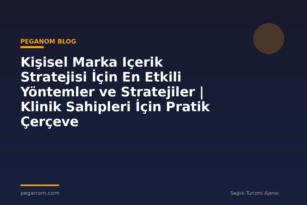 Kişisel Marka Içerik Stratejisi İçin En Etkili Yöntemler ve Stratejiler | Klinik Sahipleri İçin Pratik Çerçeve