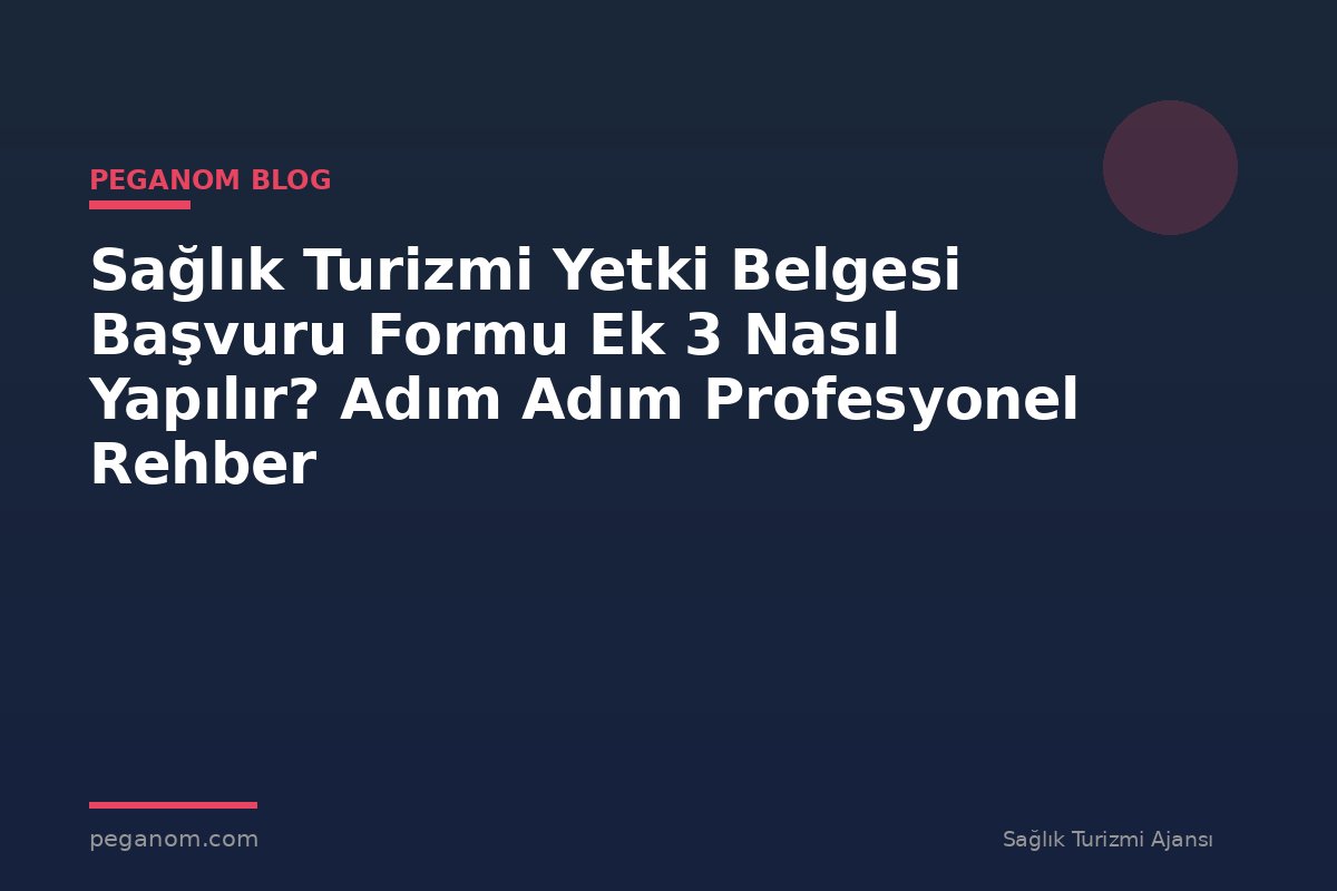 Sağlık Turizmi Yetki Belgesi Başvuru Formu Ek 3 Nasıl Yapılır? Adım Adım Profesyonel Rehber