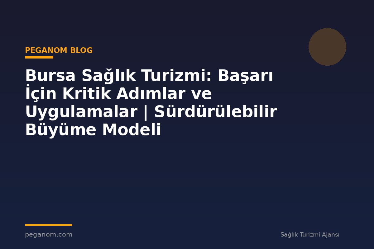 Bursa Sağlık Turizmi: Başarı İçin Kritik Adımlar ve Uygulamalar | Sürdürülebilir Büyüme Modeli