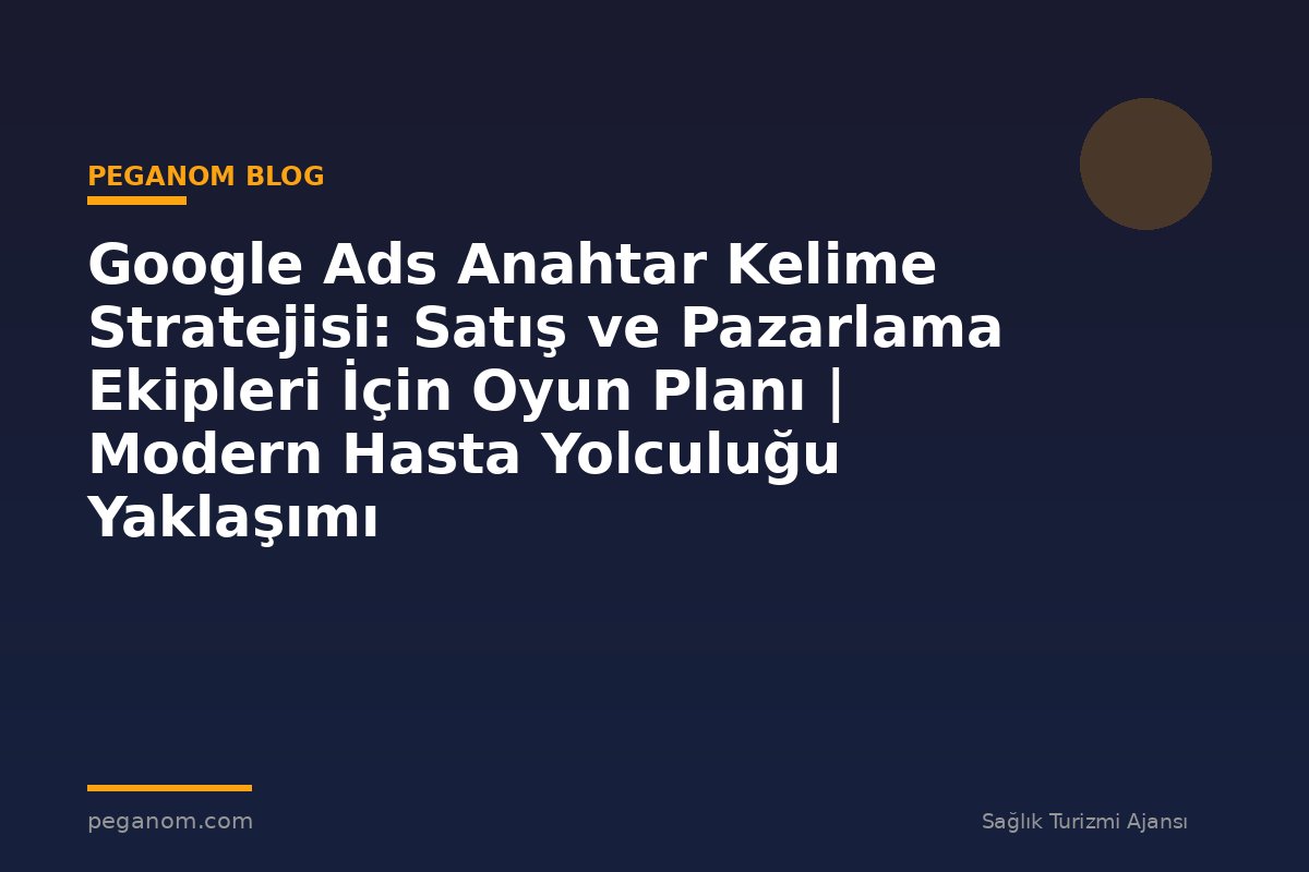 Google Ads Anahtar Kelime Stratejisi: Satış ve Pazarlama Ekipleri İçin Oyun Planı | Modern Hasta Yolculuğu Yaklaşımı
