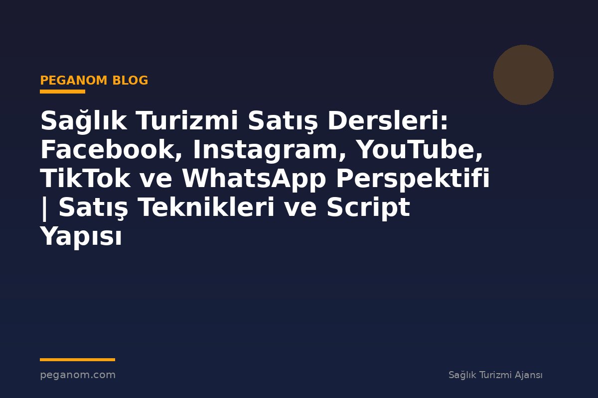 Sağlık Turizmi Satış Dersleri: Facebook, Instagram, YouTube, TikTok ve WhatsApp Perspektifi | Satış Teknikleri ve Script Yapısı