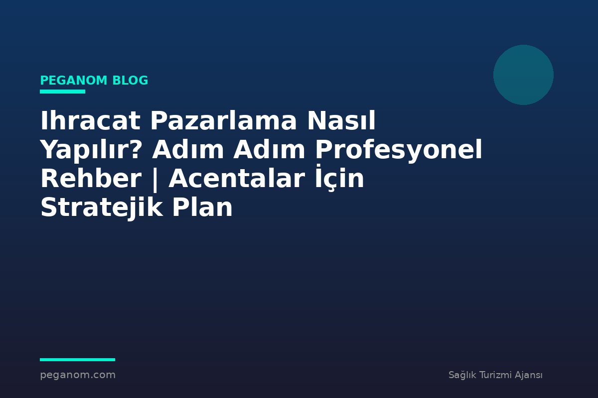 Ihracat Pazarlama Nasıl Yapılır? Adım Adım Profesyonel Rehber | Acentalar İçin Stratejik Plan