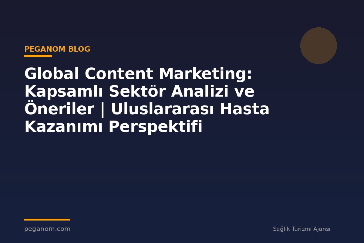 Global Content Marketing: Kapsamlı Sektör Analizi ve Öneriler | Uluslararası Hasta Kazanımı Perspektifi