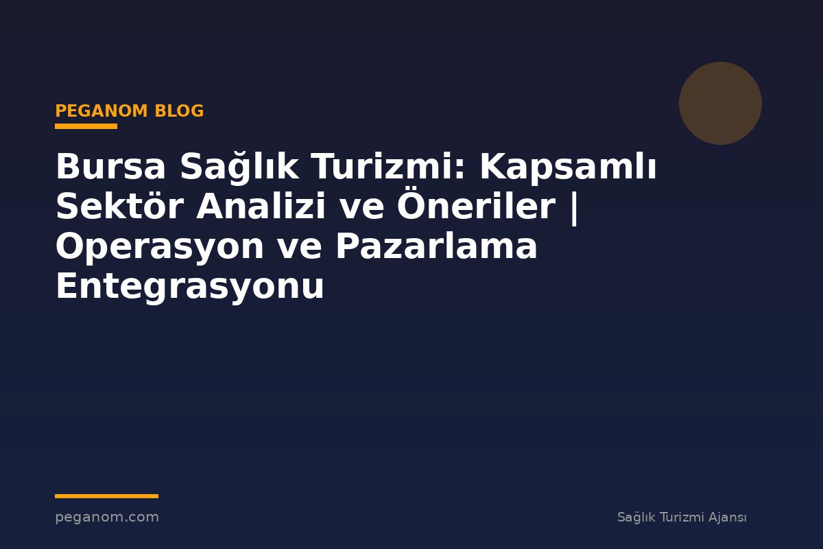 Bursa Sağlık Turizmi: Kapsamlı Sektör Analizi ve Öneriler | Operasyon ve Pazarlama Entegrasyonu