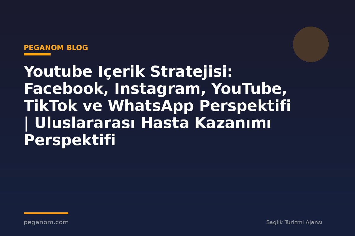 Youtube Içerik Stratejisi: Facebook, Instagram, YouTube, TikTok ve WhatsApp Perspektifi | Uluslararası Hasta Kazanımı Perspektifi