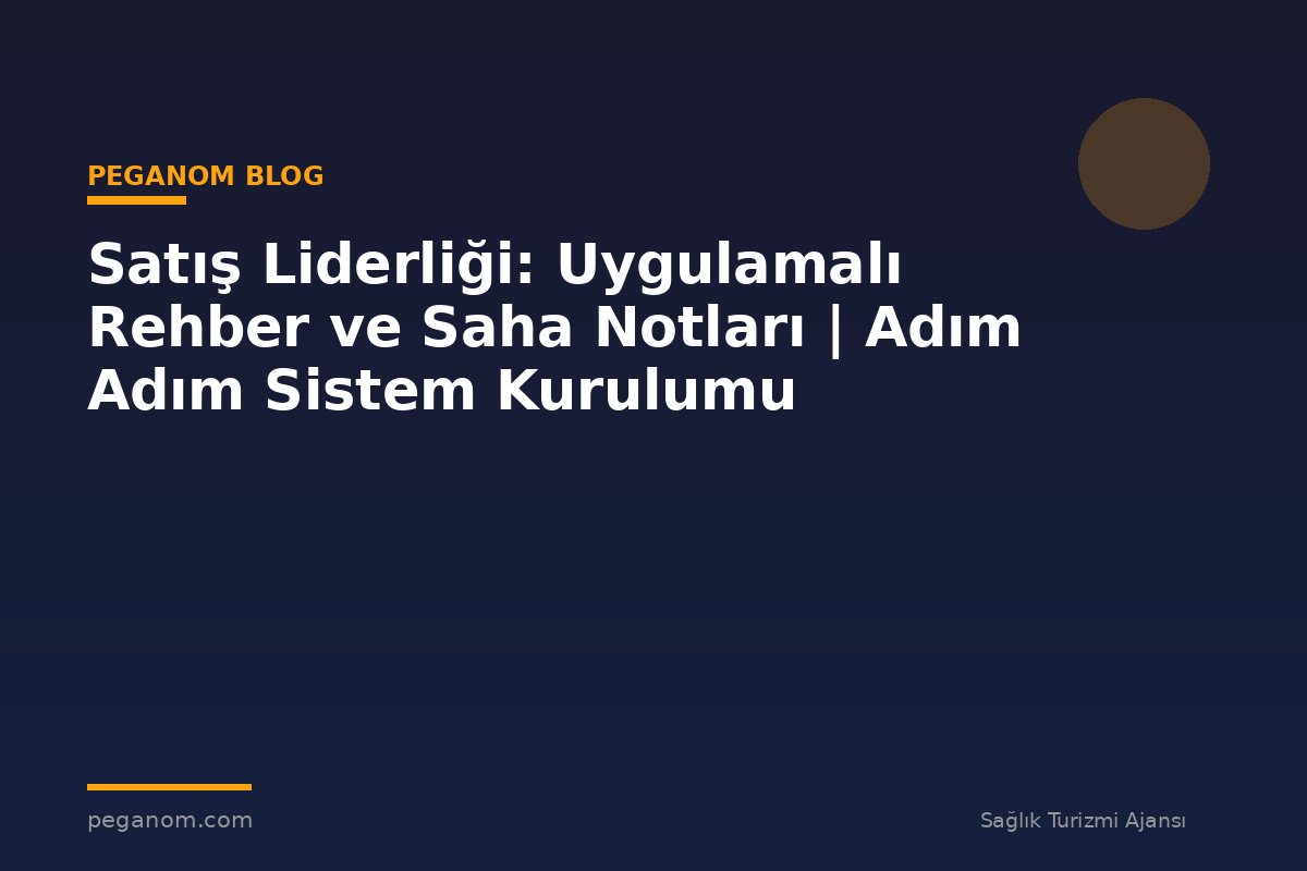 Satış Liderliği: Uygulamalı Rehber ve Saha Notları | Adım Adım Sistem Kurulumu