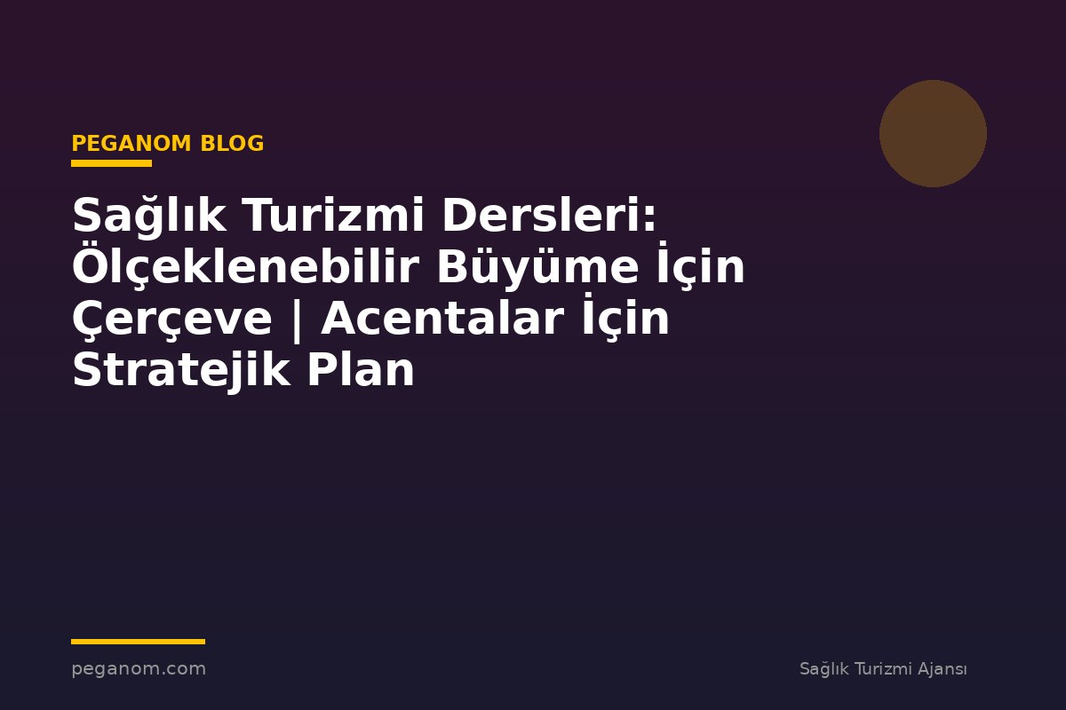 Sağlık Turizmi Dersleri: Ölçeklenebilir Büyüme İçin Çerçeve | Acentalar İçin Stratejik Plan
