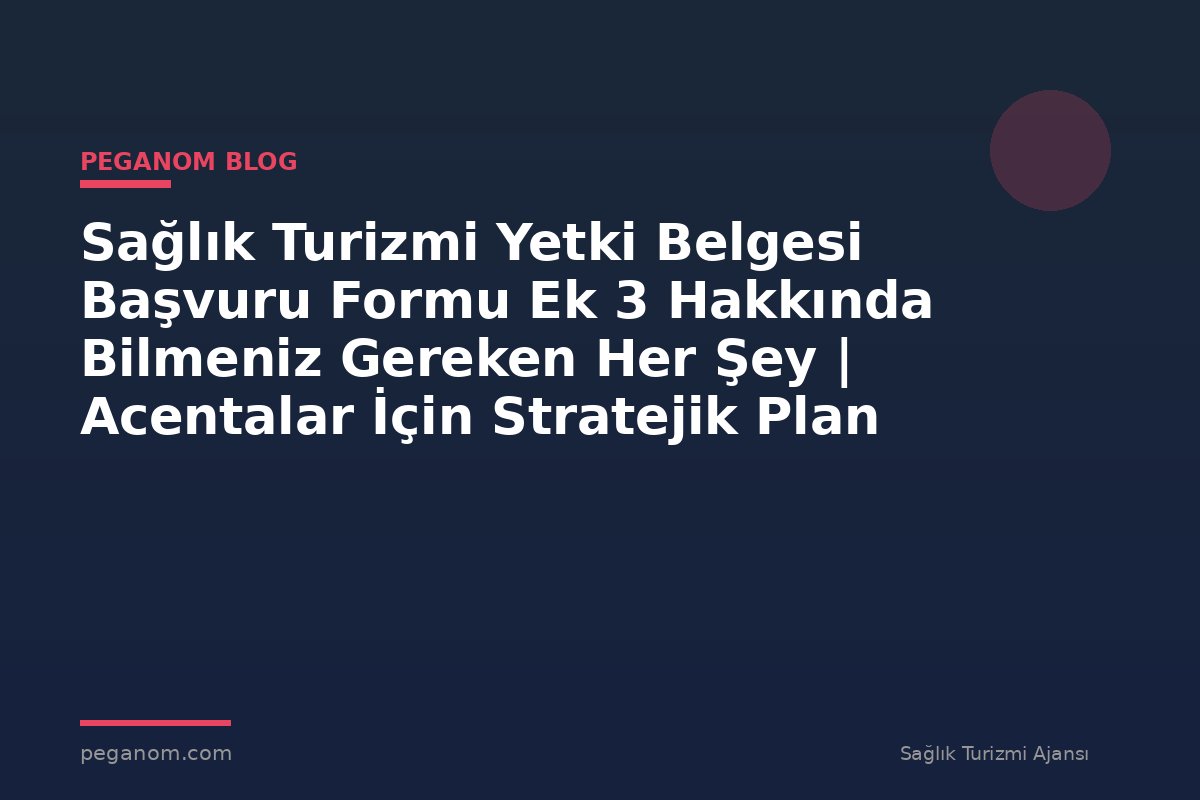 Sağlık Turizmi Yetki Belgesi Başvuru Formu Ek 3 Hakkında Bilmeniz Gereken Her Şey | Acentalar İçin Stratejik Plan