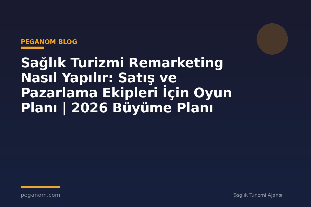 Sağlık Turizmi Remarketing Nasıl Yapılır: Satış ve Pazarlama Ekipleri İçin Oyun Planı | 2026 Büyüme Planı