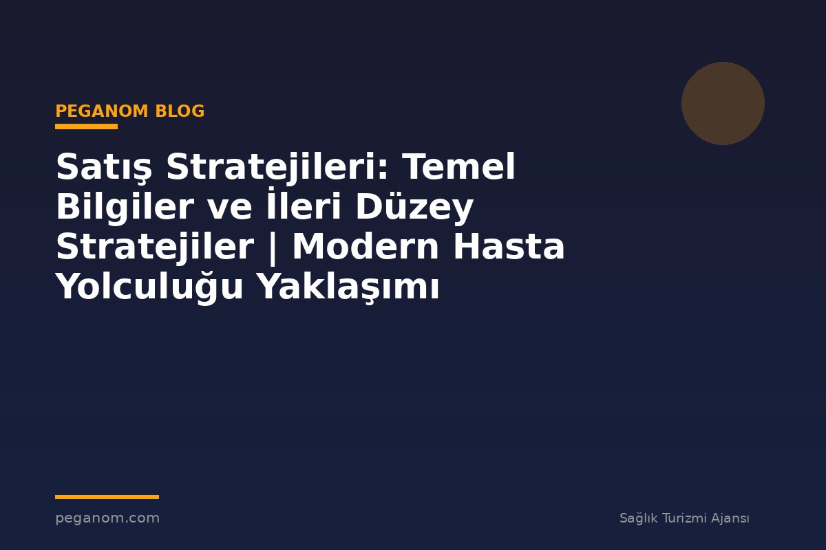 Satış Stratejileri: Temel Bilgiler ve İleri Düzey Stratejiler | Modern Hasta Yolculuğu Yaklaşımı