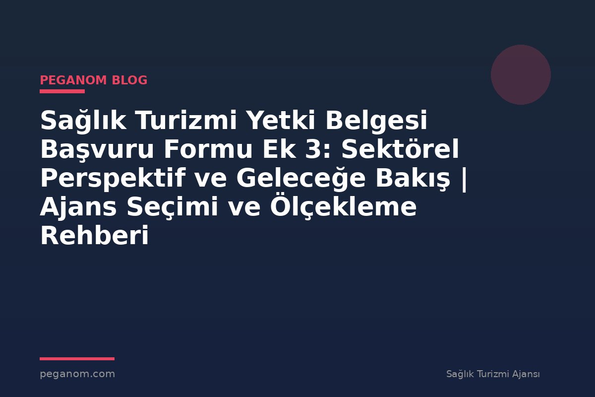 Sağlık Turizmi Yetki Belgesi Başvuru Formu Ek 3: Sektörel Perspektif ve Geleceğe Bakış | Ajans Seçimi ve Ölçekleme Rehberi