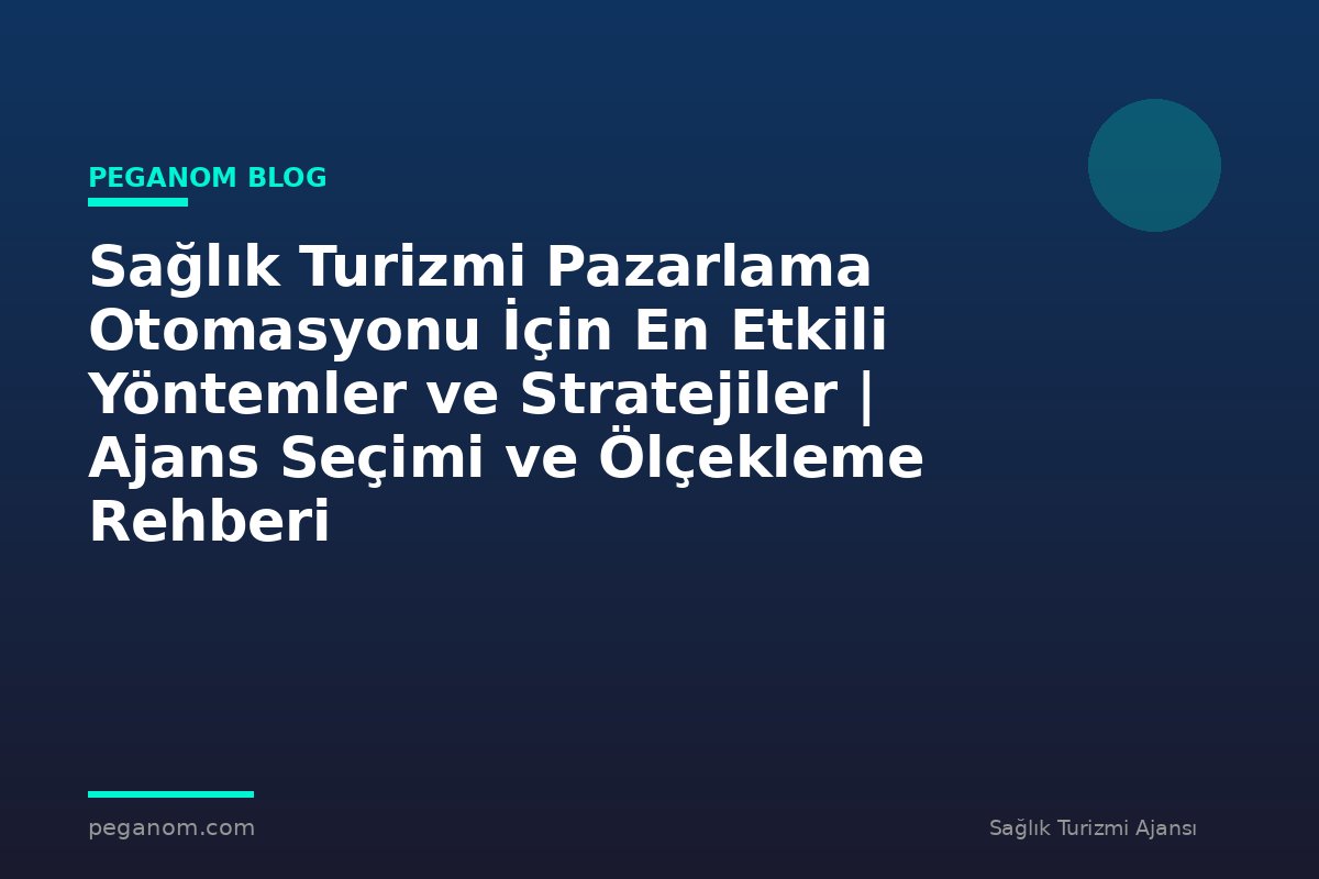 Sağlık Turizmi Pazarlama Otomasyonu İçin En Etkili Yöntemler ve Stratejiler | Ajans Seçimi ve Ölçekleme Rehberi