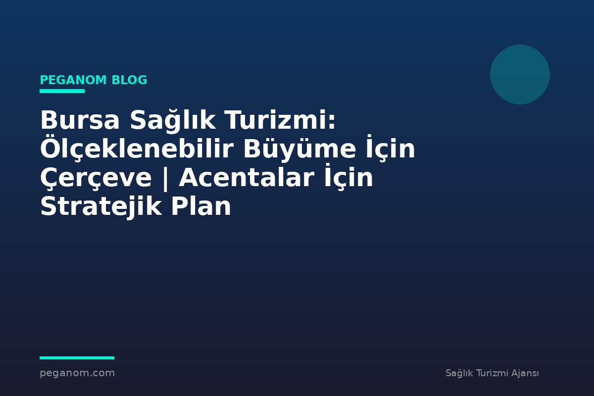 Bursa Sağlık Turizmi: Ölçeklenebilir Büyüme İçin Çerçeve | Acentalar İçin Stratejik Plan