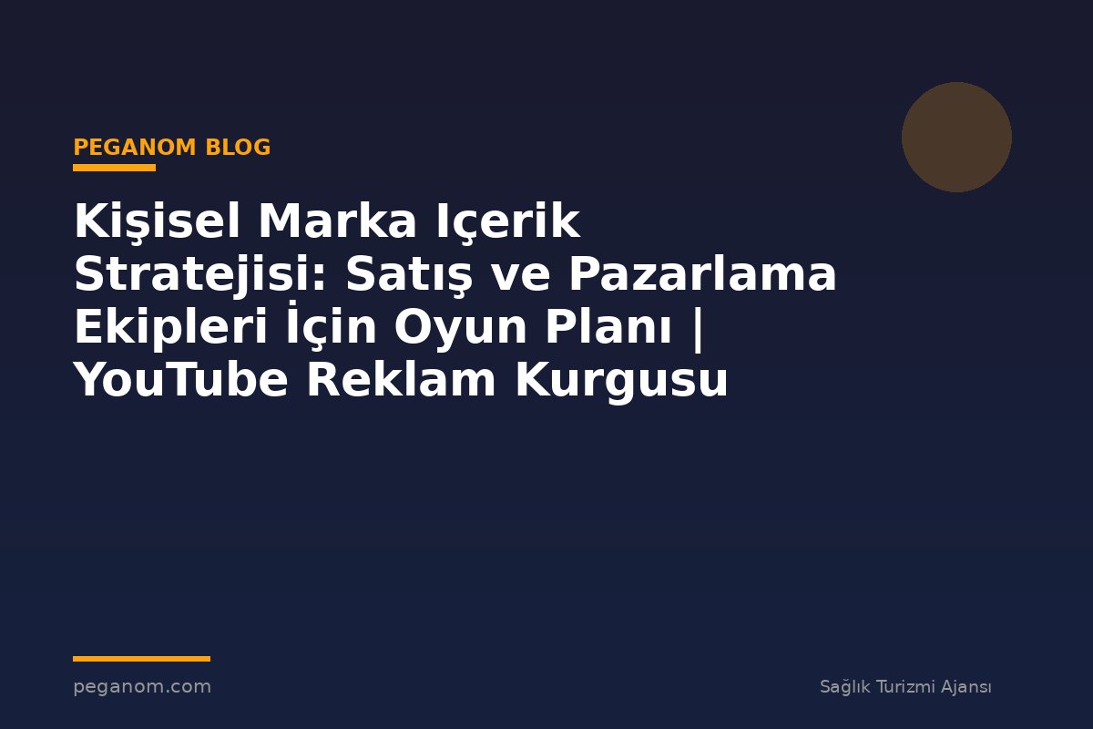 Kişisel Marka Içerik Stratejisi: Satış ve Pazarlama Ekipleri İçin Oyun Planı | YouTube Reklam Kurgusu