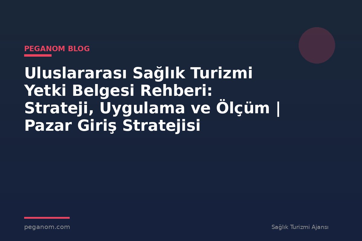 Uluslararası Sağlık Turizmi Yetki Belgesi Rehberi: Strateji, Uygulama ve Ölçüm | Pazar Giriş Stratejisi
