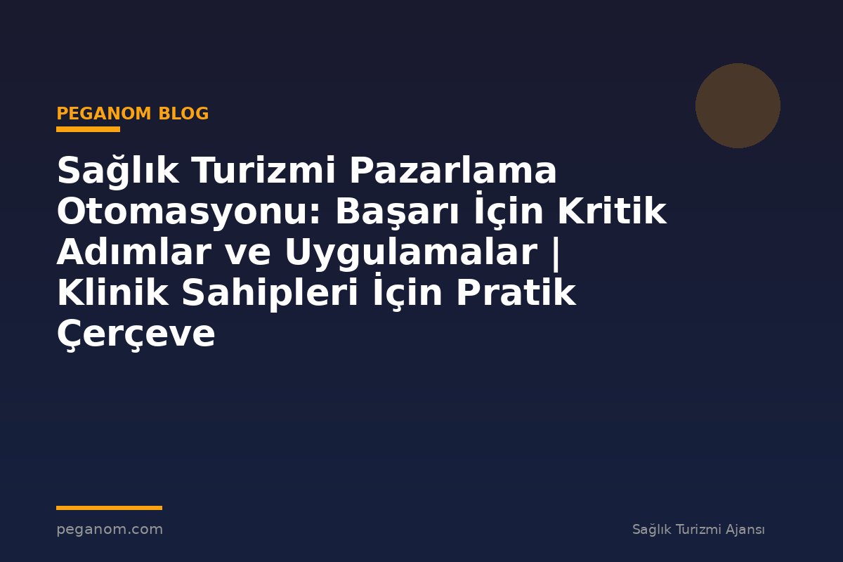 Sağlık Turizmi Pazarlama Otomasyonu: Başarı İçin Kritik Adımlar ve Uygulamalar | Klinik Sahipleri İçin Pratik Çerçeve