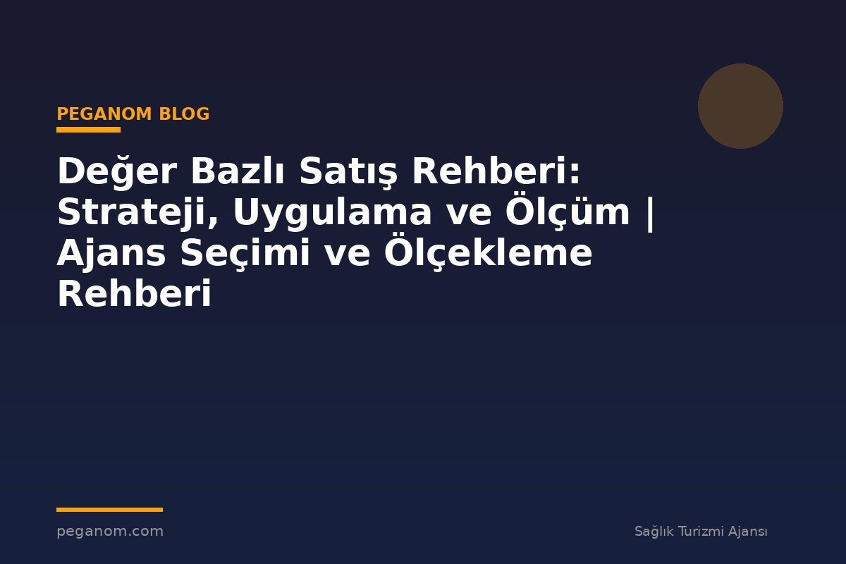 Değer Bazlı Satış Rehberi: Strateji, Uygulama ve Ölçüm | Ajans Seçimi ve Ölçekleme Rehberi