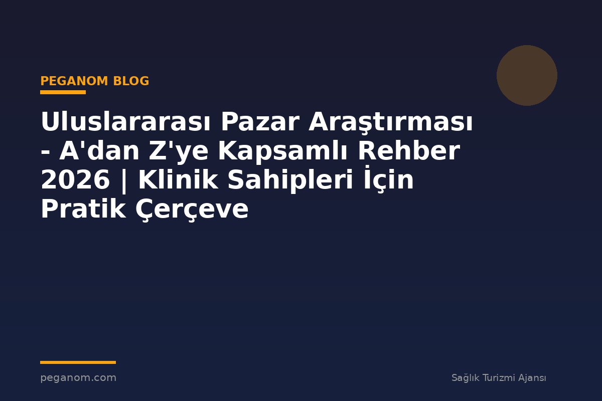 Uluslararası Pazar Araştırması - A'dan Z'ye Kapsamlı Rehber 2026 | Klinik Sahipleri İçin Pratik Çerçeve