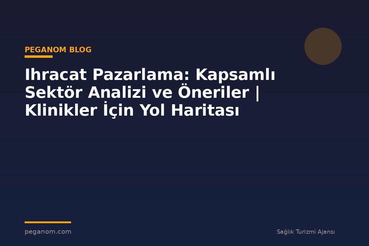 Ihracat Pazarlama: Kapsamlı Sektör Analizi ve Öneriler | Klinikler İçin Yol Haritası